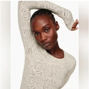 Black Aritzia Babaton Long Sleeve Pattern Sheer Bodysuit